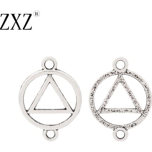 ZXZ 20pcs Tibetan Silver AA Alcoholics Anonymous Recovery Sobriety Triangle Symbol Connector Charms for Bracelet Jewelry Making