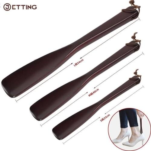 1PCS 25cm 40cm 54cm Craft Wooden Shoe Horn Dutch Wood Long Handle Shoehorn Lifter with Hanging Rope for Shoes Accessorie Horns