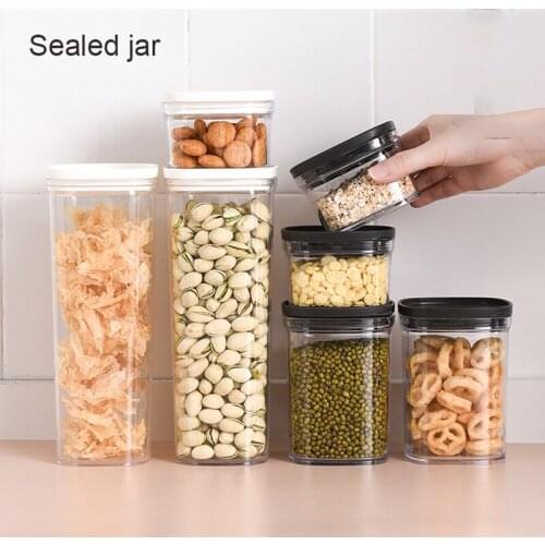 1PCS Kitchen Transparent Storage Box Sealed Jar Grains Beans Storage Organizer Food Containers Refrigerator Food Storage Boxes