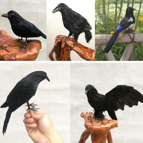 1 Piece Handcraft Vivid Artificial Decorative Birds Realistic Raven Magpie Home Garden Decor Christmas Party Supply
