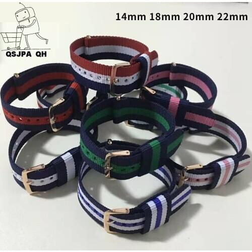 14mm 18mm 20mm 22mm Army Sports Nato Fabric Nylon Watchband Buckle Strap Belt for Daniel Wellington Band for James Bond DW Watch
