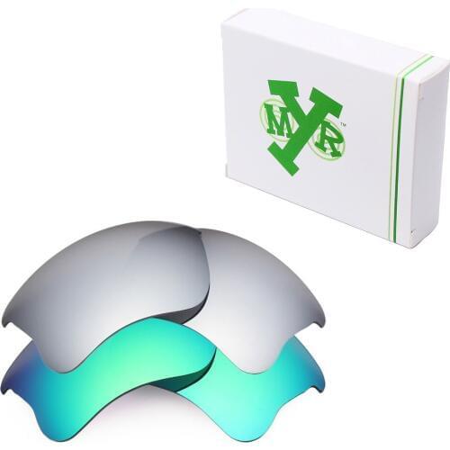 2 Pairs Mryok POLARIZED Replacement Lenses for Oakley Flak Jacket XLJ Sunglasses Silver Titanium & Emerald Green