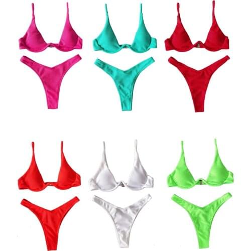 2020 Women Sexy Push Up Unpadded Brazilian Bikini Set Female Bandage Bikini Set Swimsuit e Swimwear Bathing Drop Shipping