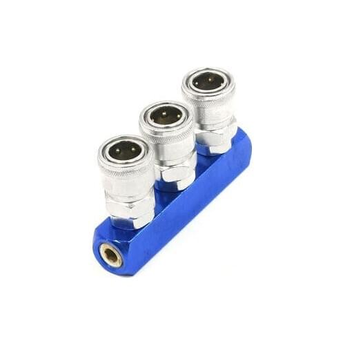 3-Way Pass Base Pneumatic Fitting Coupler Connector Blue
