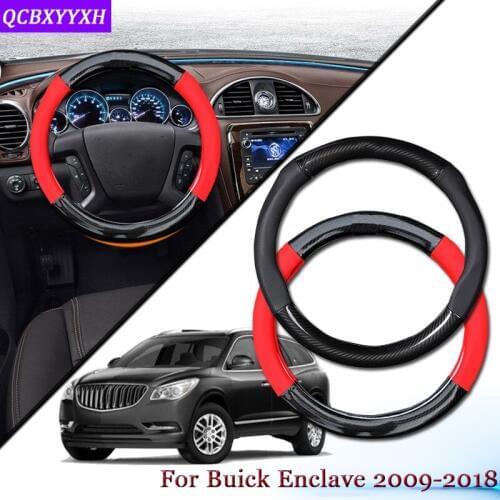 Car Carbon Fiber Leather Car Steering Wheel Cover Car Steering-wheel Hubs Automobiles Accessories For Buick Enclave 2009-2018