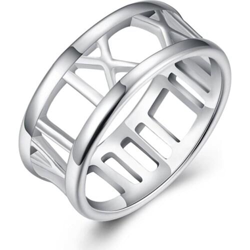 BABYLLNT Wholesale 925 Silver Roman Numerals X Rings For Women Wedding Engagement Jewelry Gift