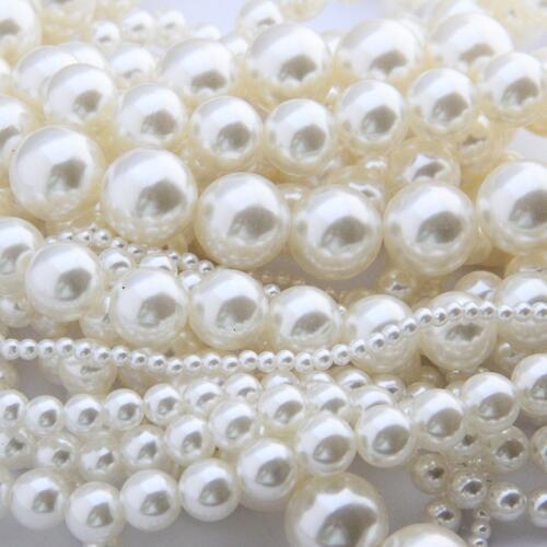 1 Strand 4/6/8/10/12/14/16mm White Simulated Pearl Beads DIY ABS Pearl Round Beads For Bracelet Jewelry Making Accessories Craft
