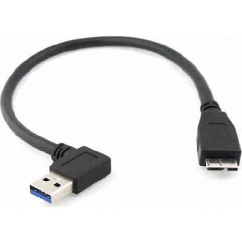Black Right Angled 90 Degree USB 3.0 A male to Micro B male Cable 30cm for Macbook Laptop & Hard Disk