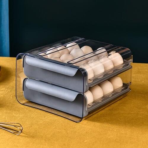 32 Grid Egg Holder Plastic Drawer Type Keep Fresh Storage Box Eggs Container Drop Proof Box Rack For Kitchen Refrigerator