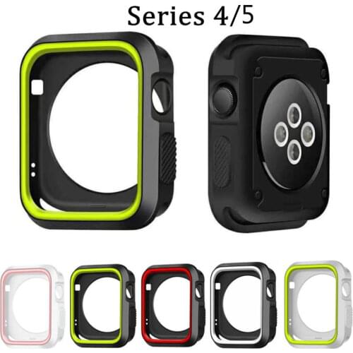 Dual Colors Soft Silicone Case For Apple Watch Case 4 Cover Full Protection Rubber Case for iWatch 5 40mm 44mm Watch Accessories