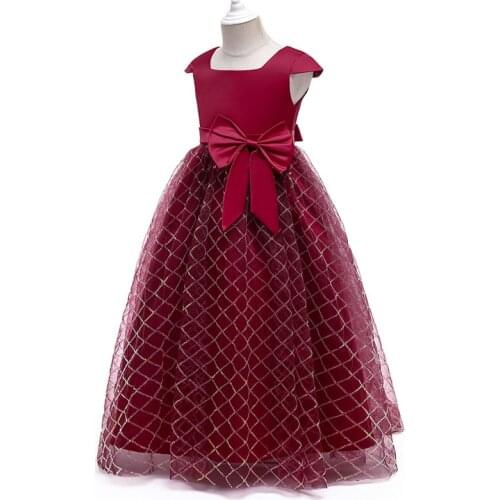 Elegant Children Performance Evening Dresses 2021 New Mesh Kids Princess Dress For Girls Flowers Long Wedding Dresses 4-14 Years