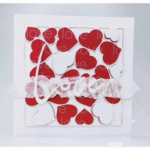 Mmao Crafts Metal Steel Cutting Dies 2Pcs Love Heart square frame Stencil For DIY Scrapbooking Paper/photo Cards Embossing Dies