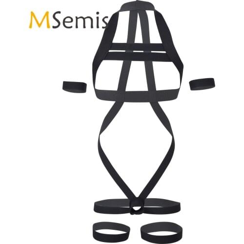 Mens Strap Halter Bodysuit for Nightclub Pole Dancing Lingerie Body Chest Harness Belt Elastic Stage Performance Jockstrap