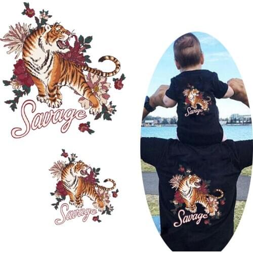 Thermo Stickers Tiger Flower Patches Appliques For Clothes Letter Heat Transfers Pacth DIY Women Summer T-Shirt Ironing Stickers