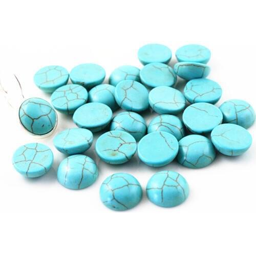 New Fashion 40pcs 10mm naturelle Turquoise Material Flat Back Cabochons Cameo-V5-28