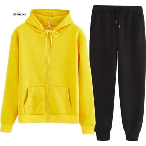 New Autumn and Winter Korean Version of The Zipper Hooded Sweater Two-Piece Suit for Men and Women Student Uniform Couple Suit