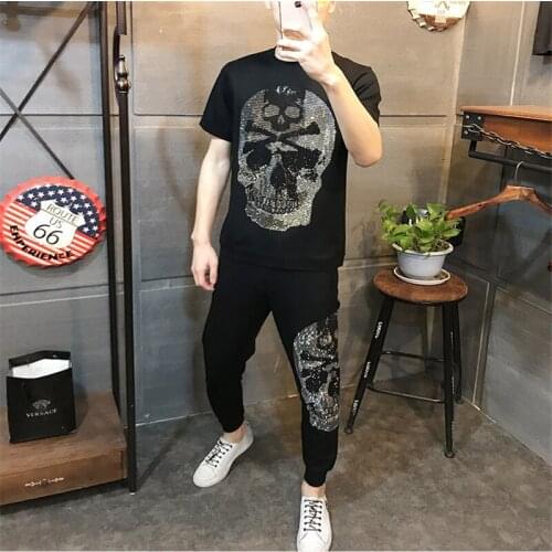 The new mens track suite set of 2-piece mens tight sportswear mens sweatshirts high quality track suite