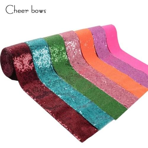 2Y/lot 3" 75mm Solid Sequin Ribbon Fashion Textile DIY Hairbows Accessories Apparel Sewing Fabric Home Textile Sequin Ribbon