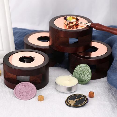 Portable Household Retro Sealing Wax Melting Furnace Sealing Wax Solid Wood Spoon For Envelope Candle Making Tools Candle Mold