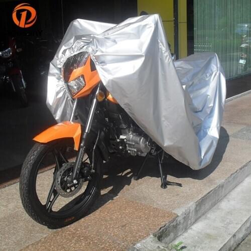 POSSBAY Silver Motorcycle Covers Outdoor UV Rain Protector Bike Covering For Harley Honda Suzuki Quad ATV Vehicle Scooter Covers