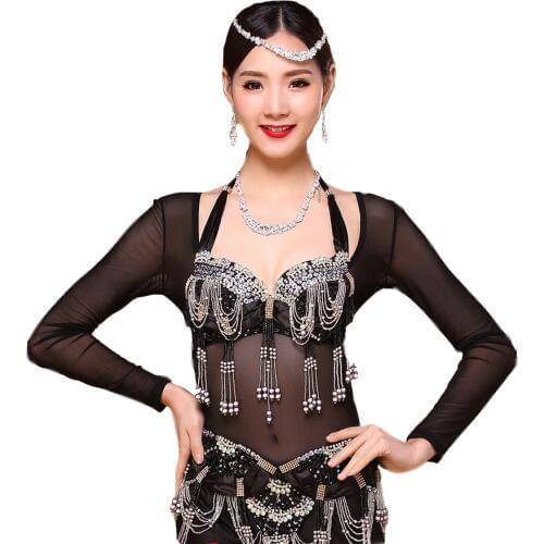 Plus Size One Piece Dancewear Long Sleeves Bellydace Accessories Women Bodysuit Bottoming Shirt Belly Dance Tops