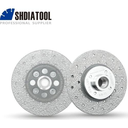 SHDIATOOL 2pcs Premium Quality Diameter 4"/100mm Double Sided Vacuum Brazed Diamond Cutting & Grinding Disc With 5/8-11 Flange