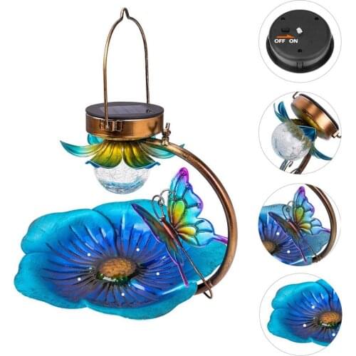 Solar Bird Feeder LED Light Pet Feeder Garden Decor Birth Feeder Hanging Wild Birdfeeders Seed Tray With Light Night Food Feeder