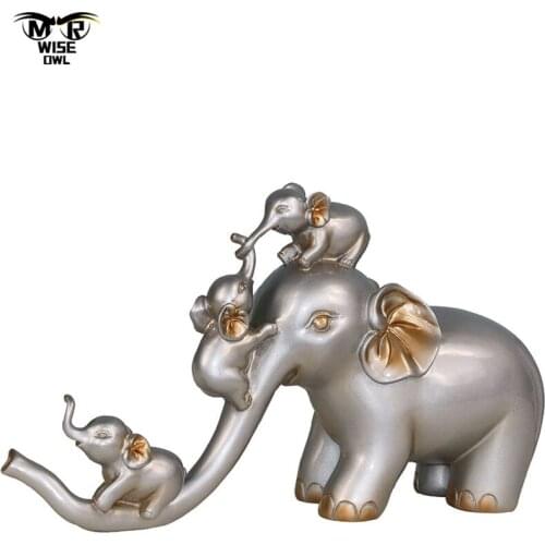 Resin Craft Elephant Statue Home Interior Decor Animal Figurine Office Ornaments Living Room Desktop Decoration Holiday Gift