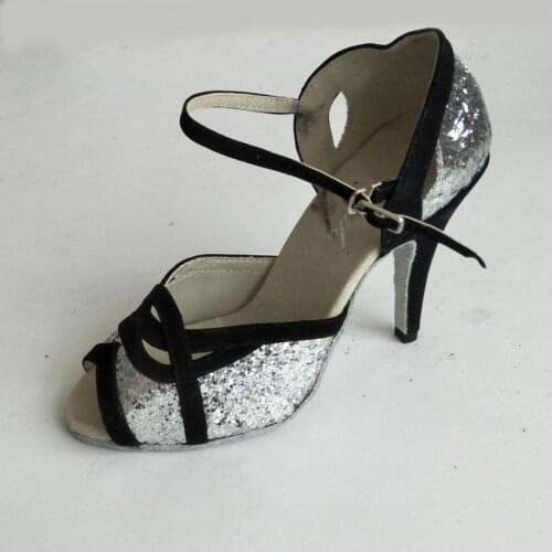 Elisha Dance Shoe 4 Inches High Heel Womens Silver Open Toe Latin Salsa Soft Sole Dance Shoes Size US5.5