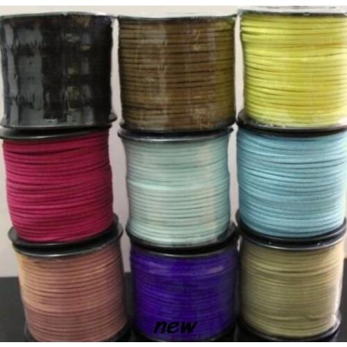 100M 3mm x 1.5mm Multicolor Flat Faux Suede Korean Velvet Leather Cord DIY string Rope Thread Lace Jewelry Making Findings
