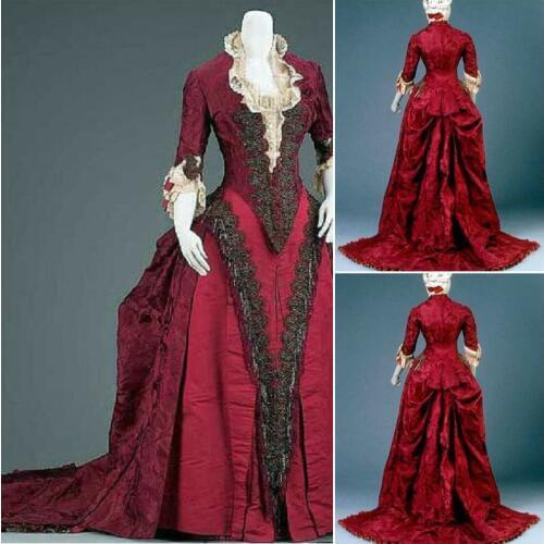 HistoricalBrown Vintage Victorian Dresses 1860s Scarlett Civil War Southern Belle dress Marie Antoinette dresses US4-36 C-843