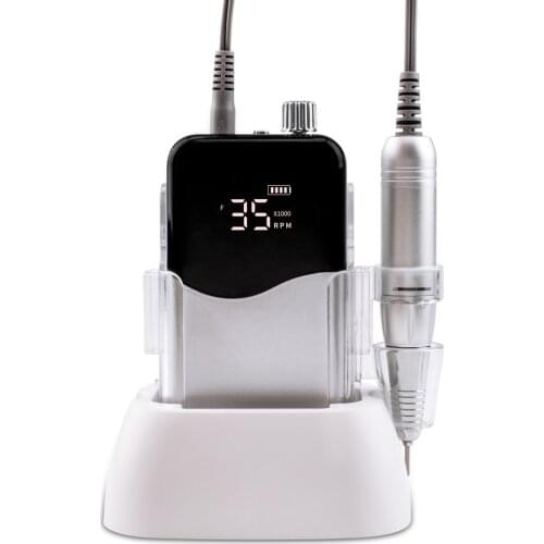 Wave Desktop Cordless Base Electric Nail Drill Machine 35000rpm Drill Set for Manicure Pedicure Rechargeable Battery Wireless