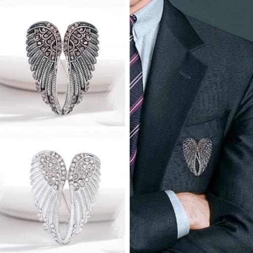 1 Pcs Vintage Angel Wings Rhinestone Brooch Pin Glitter Alloy Collar Pin Clothes Decor Unisex Luxury Exquisite Corsage s