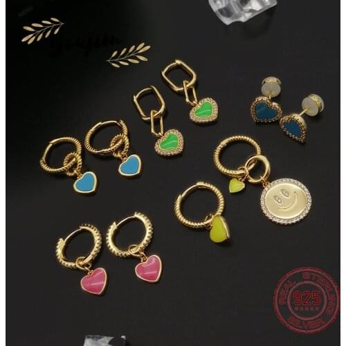 New Light Luxury Womens Zircon 925 Silver Love Smiley Face Earrings Earrings Fashion Monaco Exquisite Jewelry Gifts