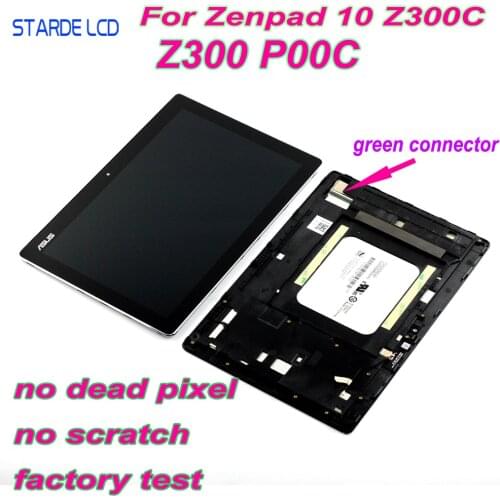 AAA LCD for Asus ZenPad 10 Z300 Z300C Z300CL P00C P023 Green Connectors Z300CNL P01T LCD Display Touch Screen Digitizer Frame