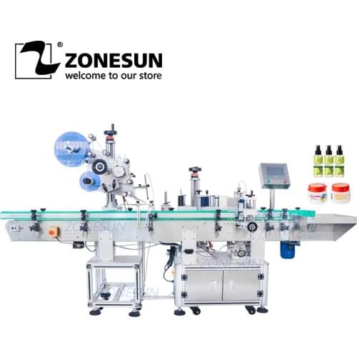 ZONESUN Automatic Labeling Machine Dual Use ZS-TB800 Automatic Round Bottle And Flat Cap Label Applicator Two Side Labeling
