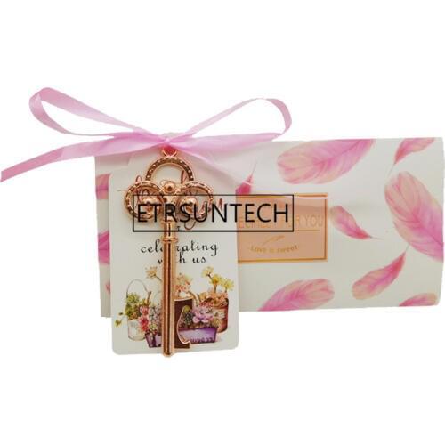 200sets Antique Metal Key Shape Beer Bottle Opener With Candy Box & Tag Wedding Souvenir Gift Party Favor