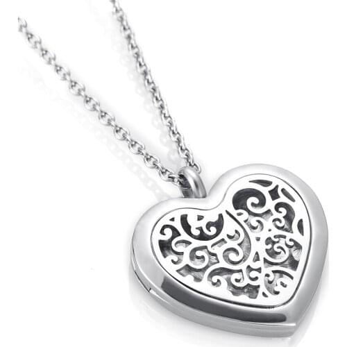 30mm 3 Kinds Flower Pattern Perfume Locket Pendant Necklace Women Jewelry Gift 50cm Chain & Pads & Locket Include