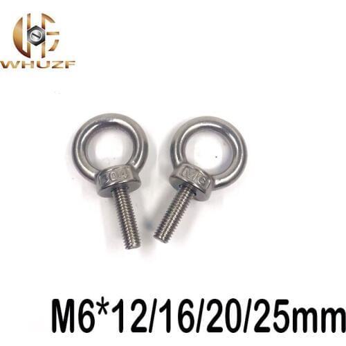 4pcs M6*12/16/20/25mm 304 Stainless Steel Silver Ring Shape Screws Bolt screw rings lifting eye bolt marine hardware ring bolt
