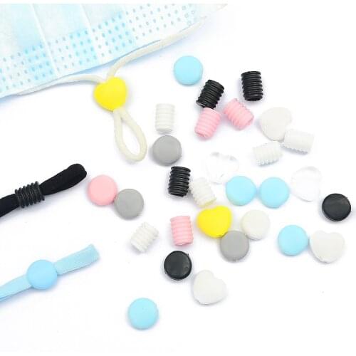 50Pcs Plastic Flat Spiral Silicone Adjustment Buckle Mask Buckle Elastic Band Stopper Ear Cord Drawstring Button
