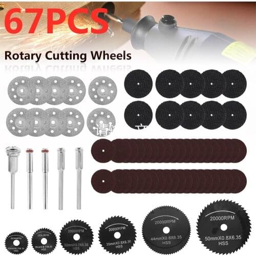 67pcs HSS Woodworking Mini Circular Saw Blade Set Cuting Wheels Drill Diamond Cutting Discs Power Rotary Tool Accessories