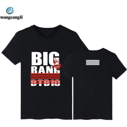 Kpop bigbang album made red stirpes tshirt t shirt short sleeve o neck gd taeyang t-shirt casual plus size t shirts tops tee