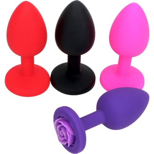 IKOKY Prostate Massage Sex Toys For Women Anal Butt Plug Rose Flower Silicone Sex Products