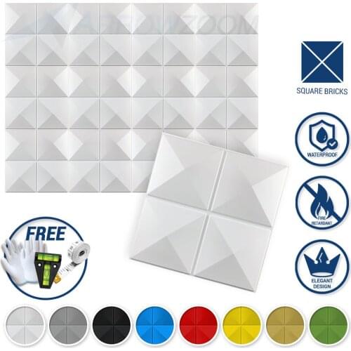 Arrowzoom 30 x 30 cm Solid Colors Textured PVC 3D Wall Panel 10 Design Living Room Kitchen Bedroom Home Interior Decor