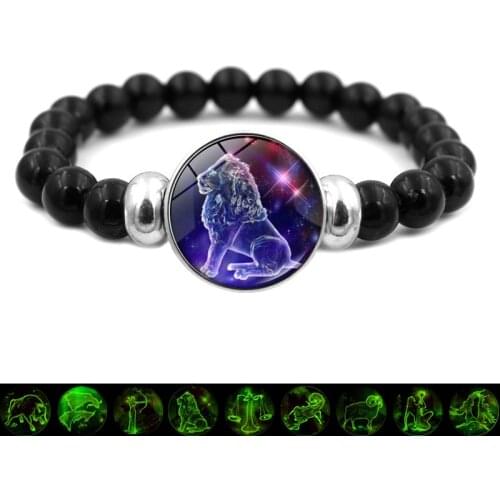 Luminous 12 Zodiac Signs Constellation Bracelet Men Women Taurus Pisces Aries Gemini Virgo Snap Button Bracelets Birthday Gifts
