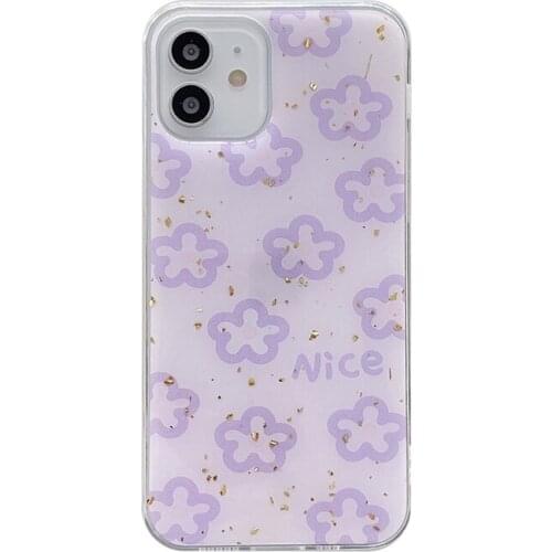 Cute Purple Flower TPU Case for iPhone 12 Pro Max Back Phone Cover for 12 Mini 11Pro Max X XS XR 6 8 7 Plus SE 2020 Capa