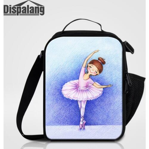 Dispalang Ballet Girl Print Kids Cooler Lunch Bag Portable Insulated Thermal Food Picnic Bags Women Small Lunch Box Tote