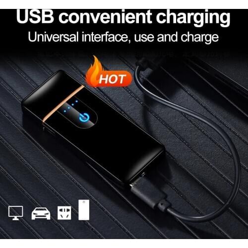 Electric Lighter USB Rechargeable Electric Lighter Cool Fingerprint Touch Sensor Portable Windproof Lighters Smoking Accessories