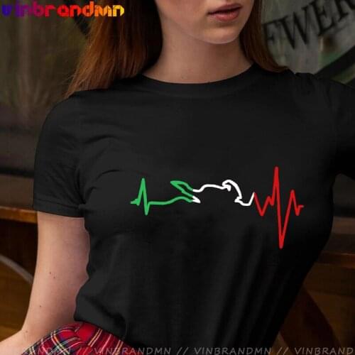 Colorful String Diagram Motorcycle heartbeat T shirt women EKG heartbeat line design in Italian flag colors T-shirt Hipster tops