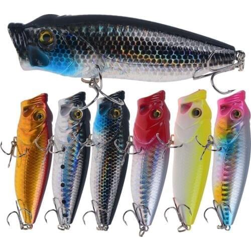 1pcs Fishing Lures Popper Bait 8cm/15g Topwater Hard Baits Artificial Wobblers Plastic With treble Hooks Pesca Fishing Tackle